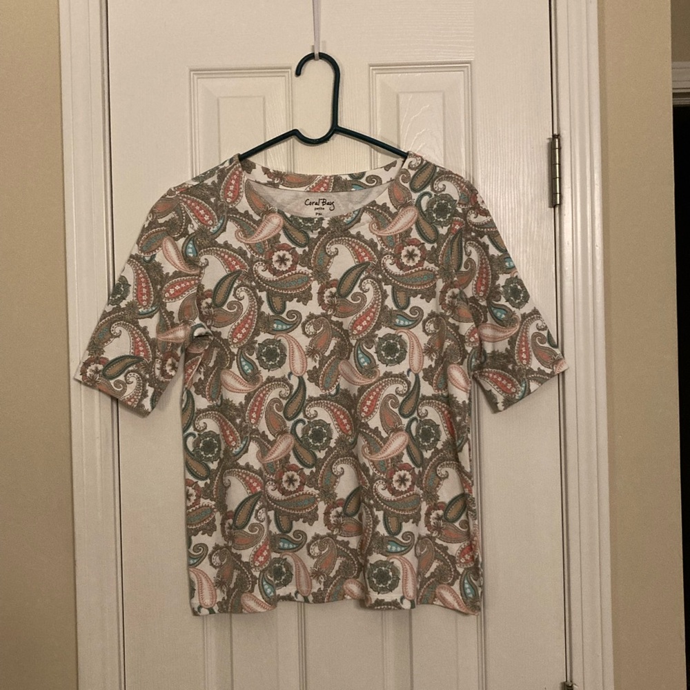Coral Bay Paisley Print Short Sleeve Top - Multicolor